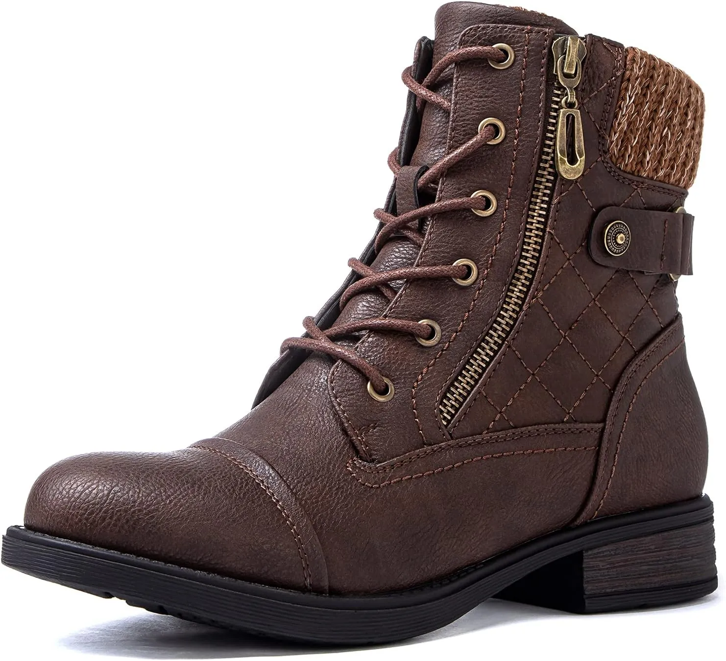 GLOBALWIN Women's Ankle Booties Fashion Combat Boots Fall Boots For Women Comfortable Low Heel