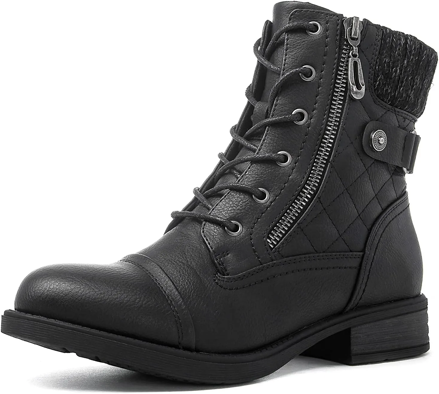 GLOBALWIN Women's Ankle Booties Fashion Combat Boots Fall Boots For Women Comfortable Low Heel