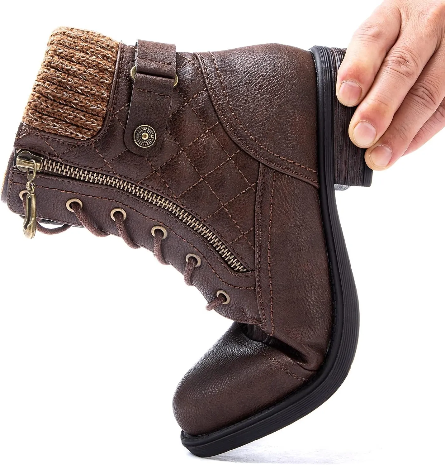 GLOBALWIN Women's Ankle Booties Fashion Combat Boots Fall Boots For Women Comfortable Low Heel
