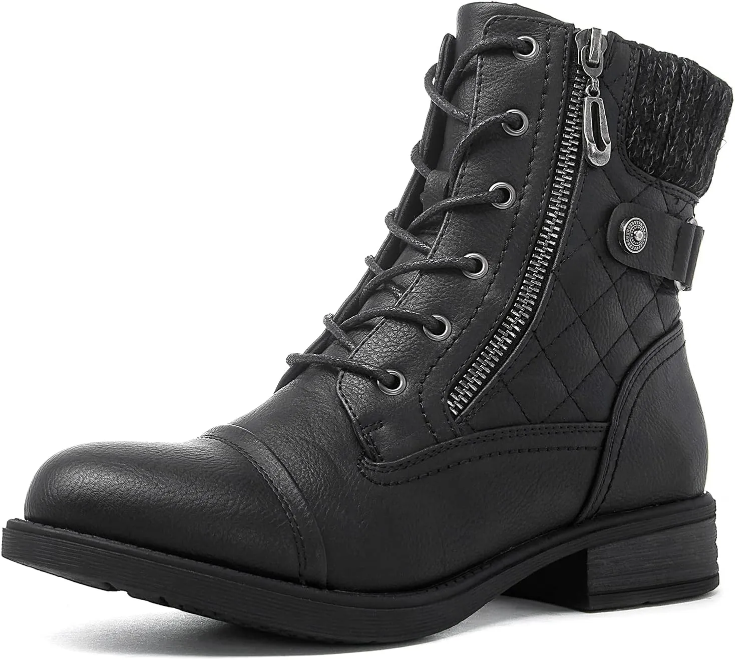 GLOBALWIN Women's Ankle Booties Fashion Combat Boots Fall Boots For Women Comfortable Low Heel