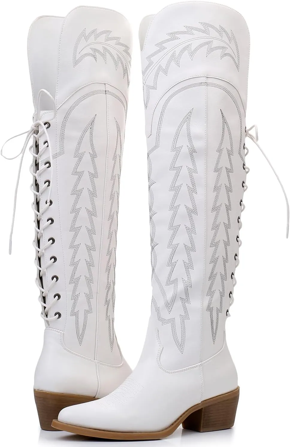 GLOBALWIN Women's Cowboy Western Fashion Over The Knee Thigh High Cowgirl Boots Low Heel