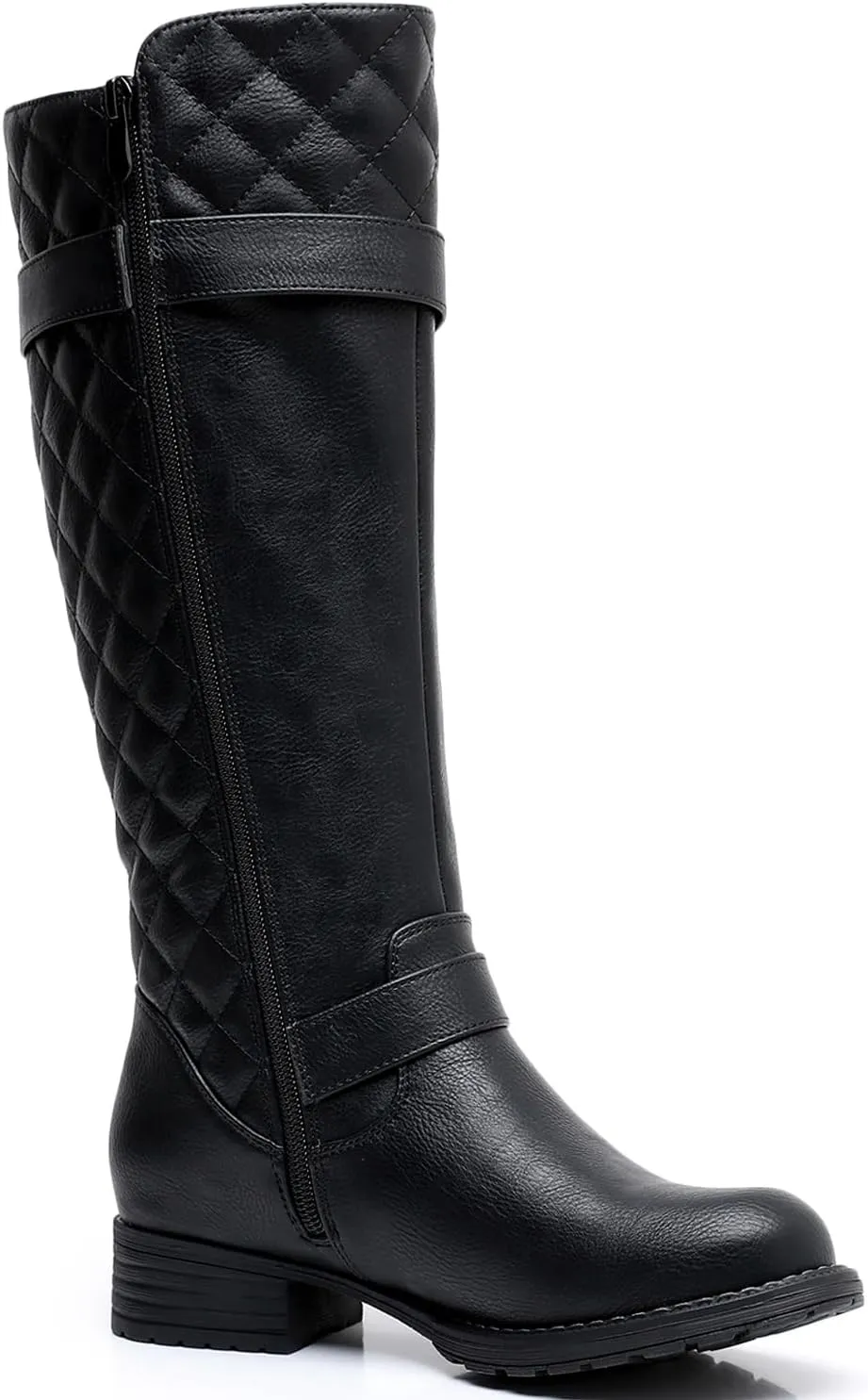 GLOBALWIN Women's Quilted Knee High Boots Low Heel Comfortable Fashion Dressy Riding Boots For Women