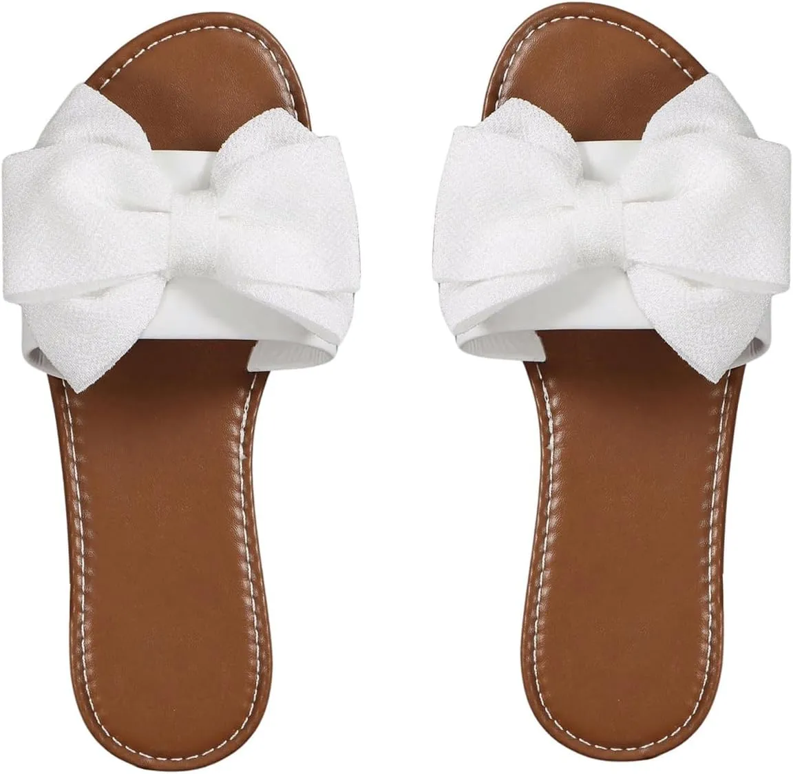 GORGLITTER Women's Bow Sandals Fancy Open Toe Slip On Slide Sandals