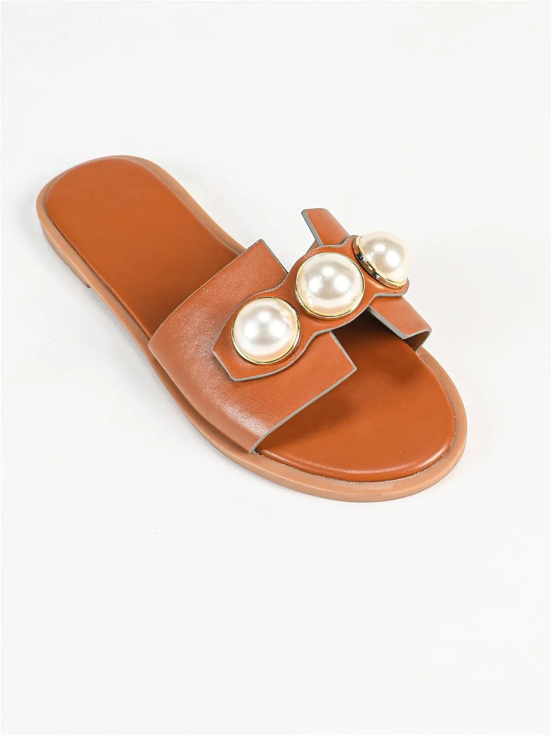 GORGLITTER Women's H Sandals Pearl Flat Sandals Square Toe Dressy Summer Cute Sandals Shoes 2025
