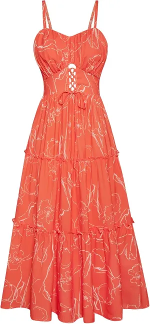 GRACE KARIN Women's Summer Floral Dress 2025 Spaghetti Strap Smocked Tiered Casual Boho Maxi Long Sundress with Pockets