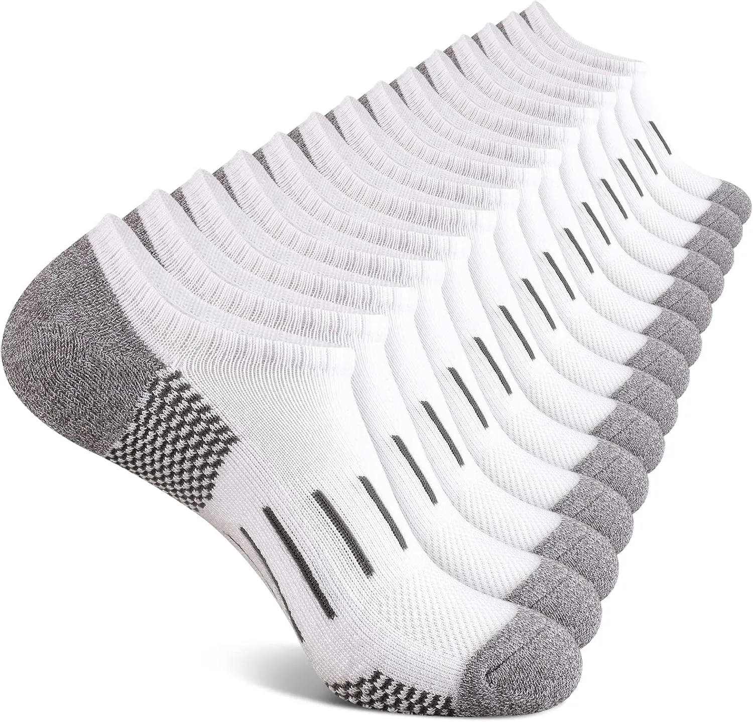 Heatuff No Show Socks Men 7 Pairs Low Cut Athletic Cushion Non Slip Breathable Socks