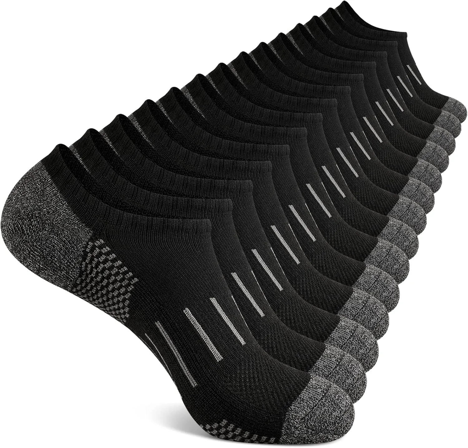 Heatuff No Show Socks Men 7 Pairs Low Cut Athletic Cushion Non Slip Breathable Socks