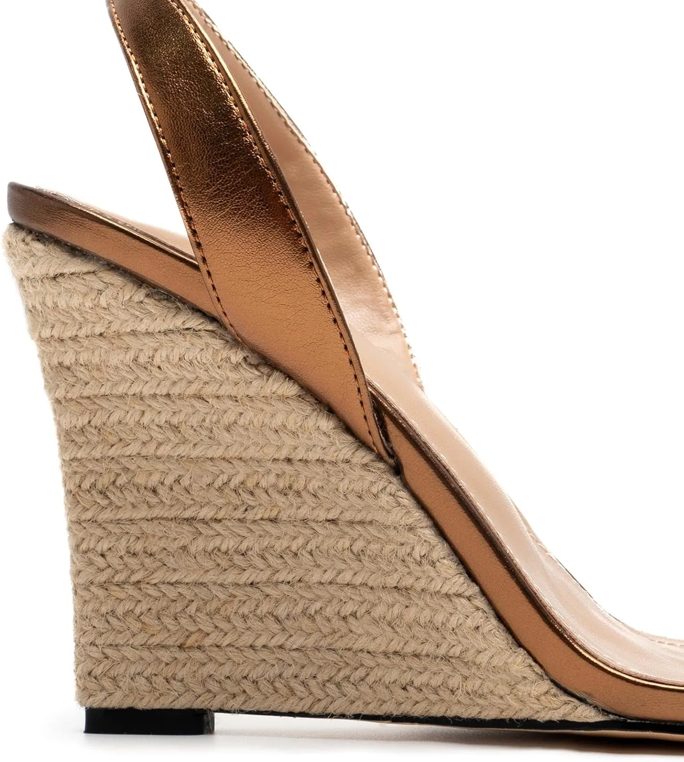 heelchic Wedge Sandals for Women, Metallic Gold Espadrilles for Women Dressy Strappy Heels, Open Toe Comfortable Slip On Slingback Sandals