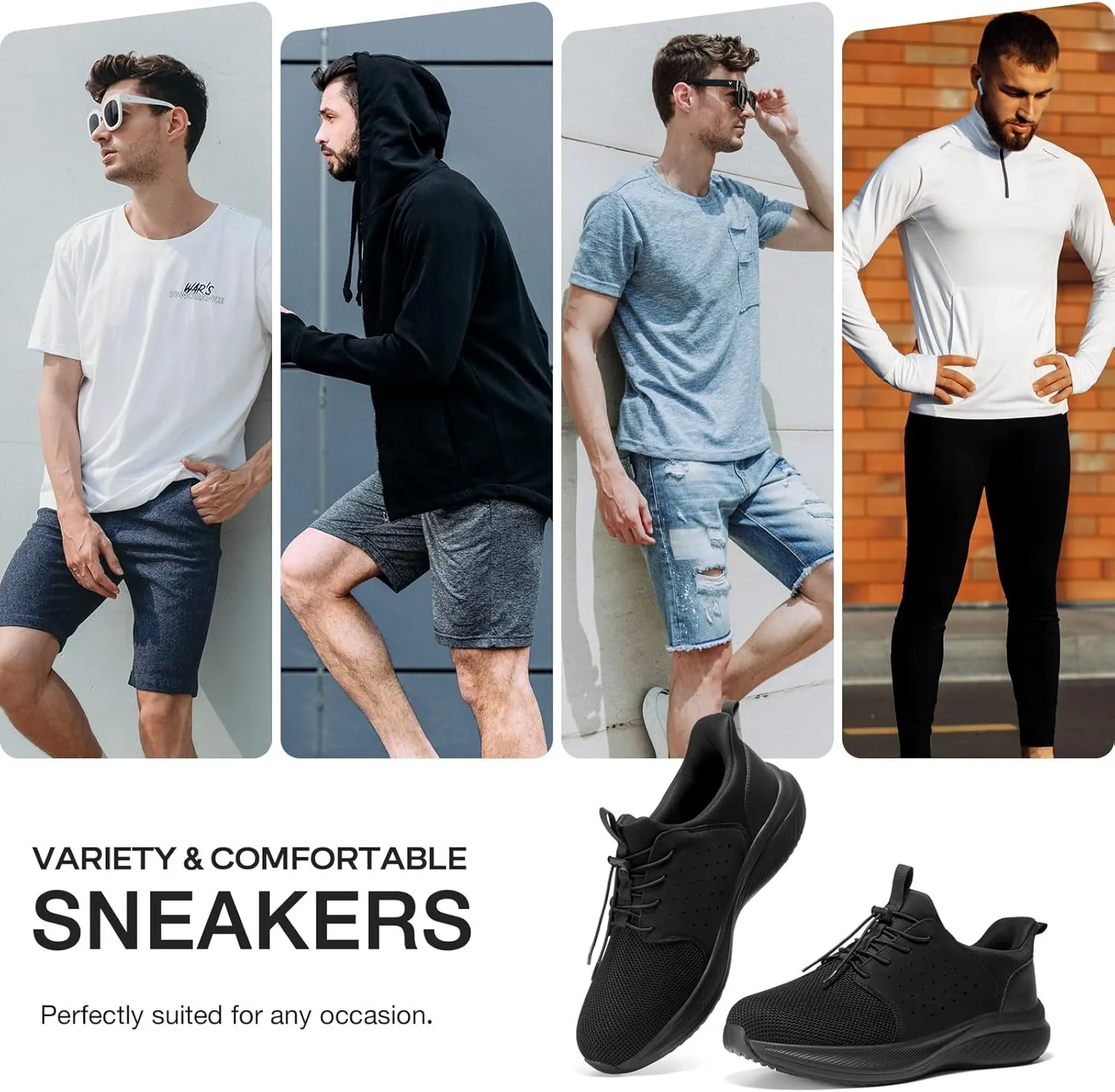 HEEZ Mens Slip On Fashion Sneakers Walking Shoes for Men Comfortable Breathable Casual Running Shoes