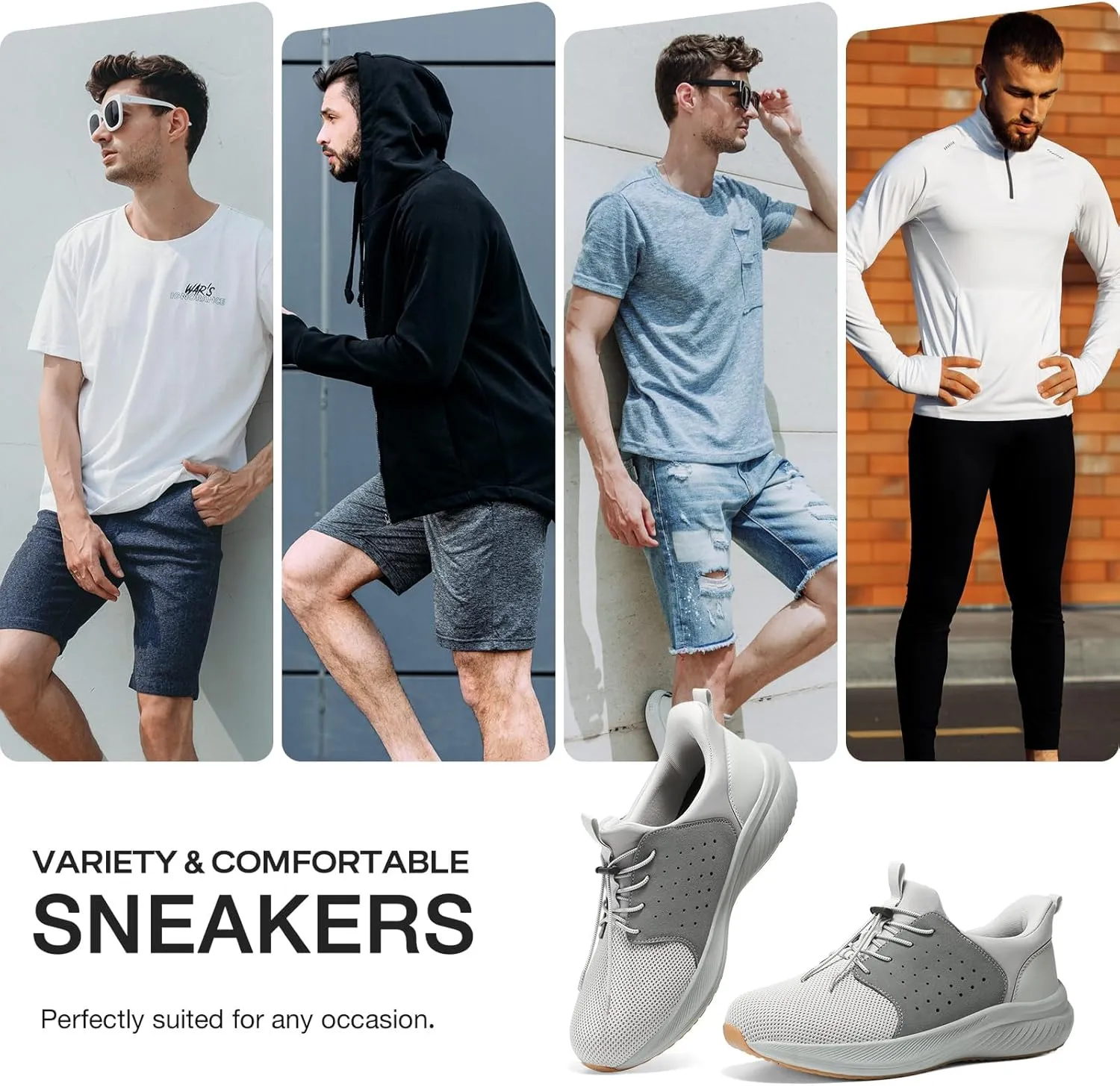 HEEZ Mens Slip On Fashion Sneakers Walking Shoes for Men Comfortable Breathable Casual Running Shoes