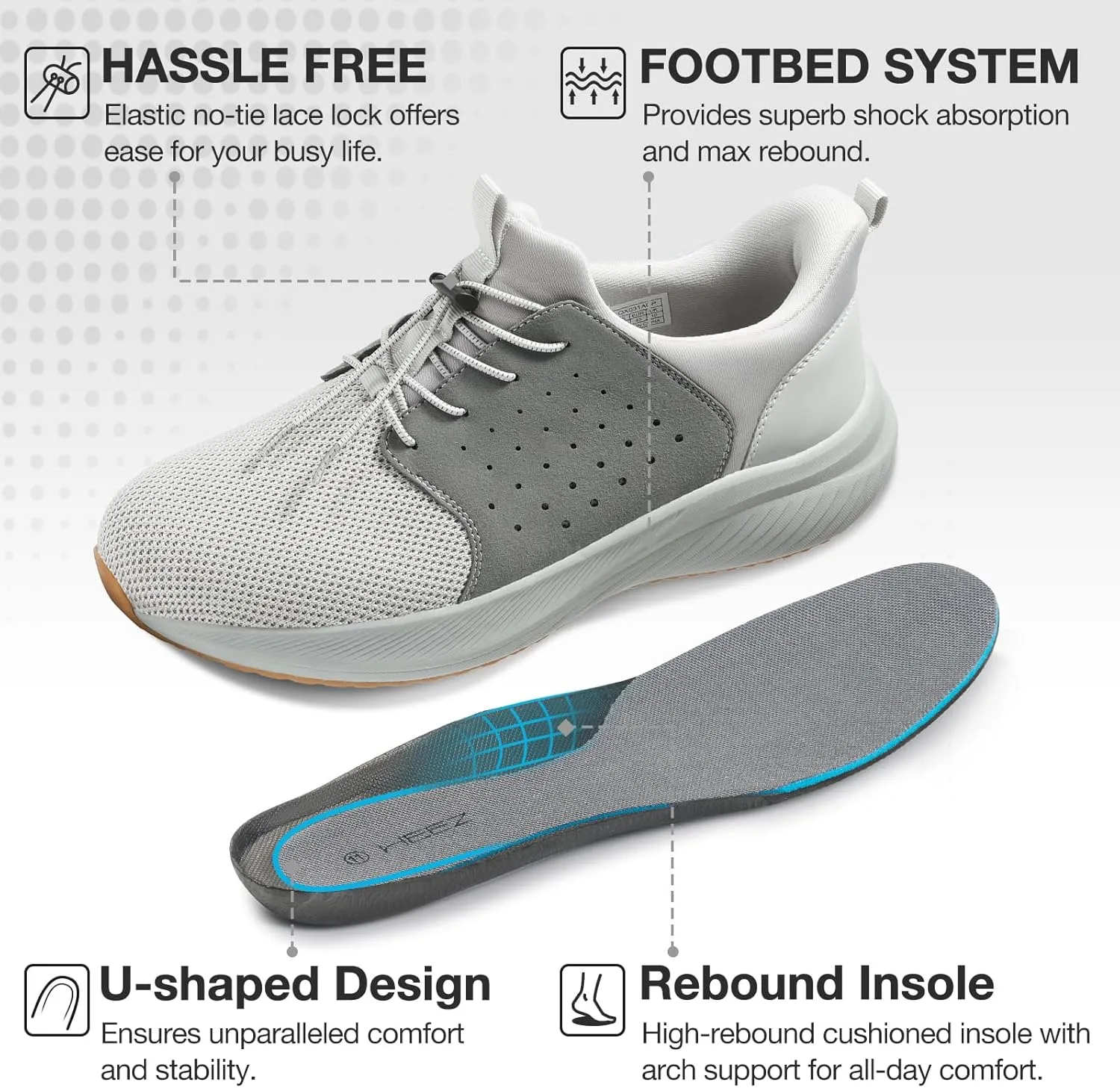 HEEZ Mens Slip On Fashion Sneakers Walking Shoes for Men Comfortable Breathable Casual Running Shoes