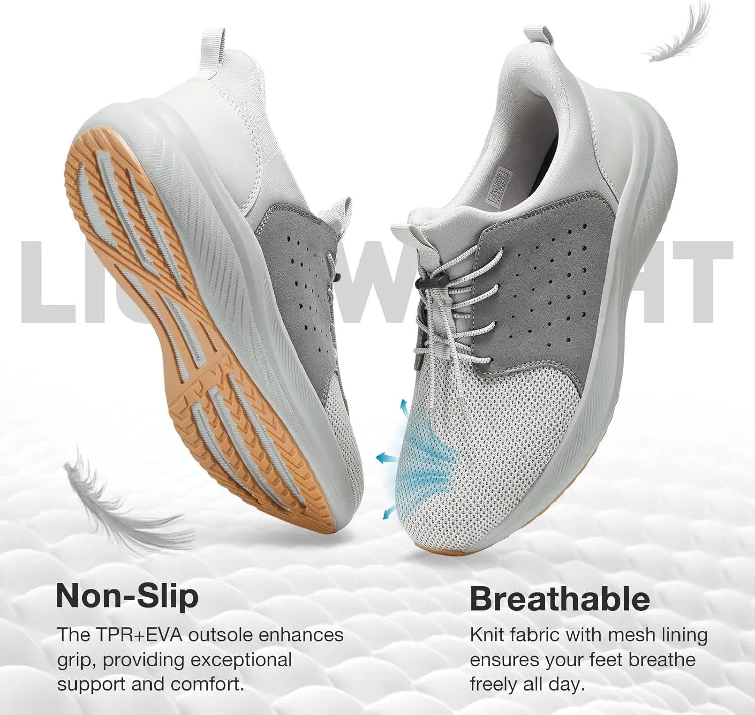 HEEZ Mens Slip On Fashion Sneakers Walking Shoes for Men Comfortable Breathable Casual Running Shoes