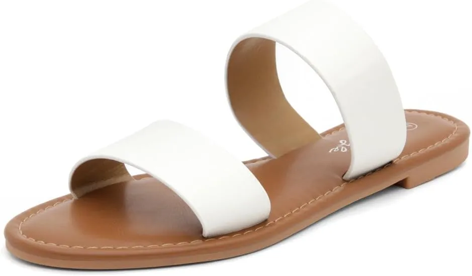 Herstyle Women’s Flat Sandals – Two Strap Comfortable Slides with Memory Foam, Trendy 2025 Summer Sandals, Lightweight Slip-On Open Toe Dressy & Casual Slippers for Women