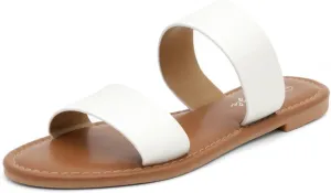Herstyle Women’s Flat Sandals – Two Strap Comfortable Slides with Memory Foam, Trendy 2025 Summer Sandals, Lightweight Slip-On Open Toe Dressy & Casual Slippers for Women