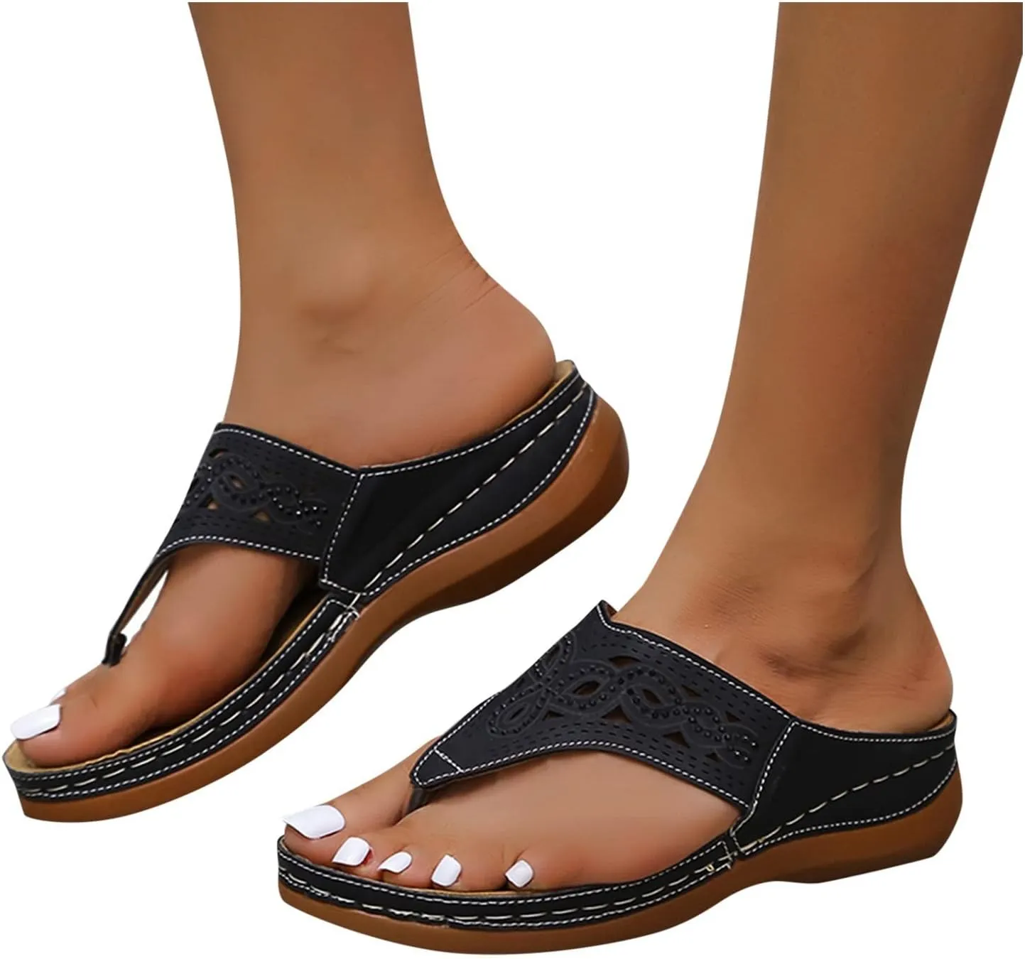 House Shoes with Arch Support for Women Womens Orthopedic Sandals 9 Black Strappy Sandals Wedge Heel Sandals Plantar Fasciitis Dress Shoes Women Sandals for Older Women Comfortable