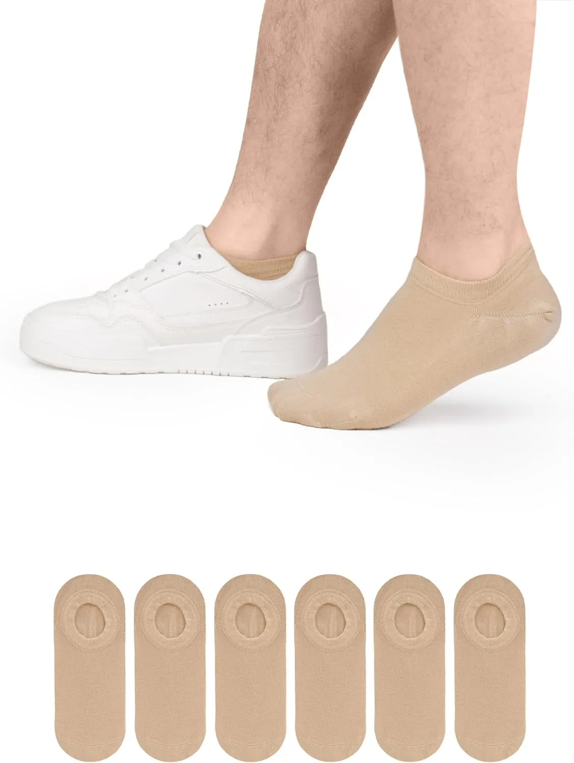 Hugh Ugoli Men Bamboo No Show Socks, Non Slip, Soft,Thin, Low Cut, Seamless Toe, Shoe Size: 11-13/8-11 6&12 Pairs