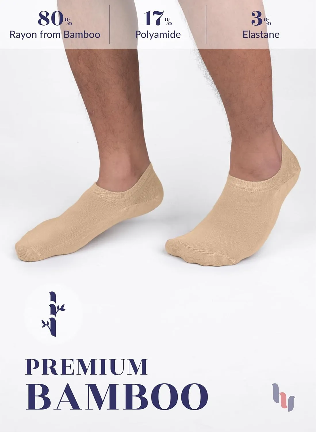 Hugh Ugoli Men Bamboo No Show Socks, Non Slip, Soft,Thin, Low Cut, Seamless Toe, Shoe Size: 11-13/8-11 6&12 Pairs