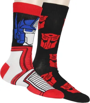 Hyp Transformers Men's Optimus Prime Autobot Logo Adult 2-Pack Mid-Calf Crew Socks Shoe Size 6-12