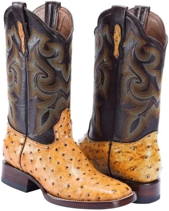 Joe Boots Western Boots For Men Ostrich Print Leather 701