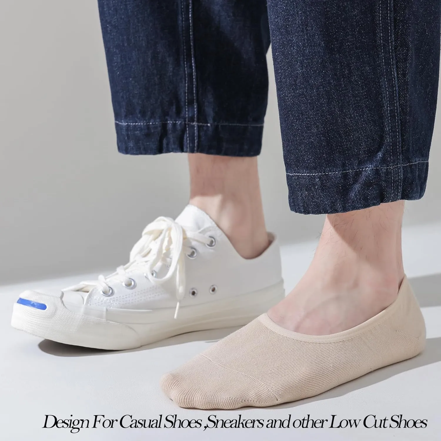JORMATT Mens Truly No Show Socks With Non Slip Grips,Women Cotton Low Cut Socks for Loafer Sneakers Boat Shoes