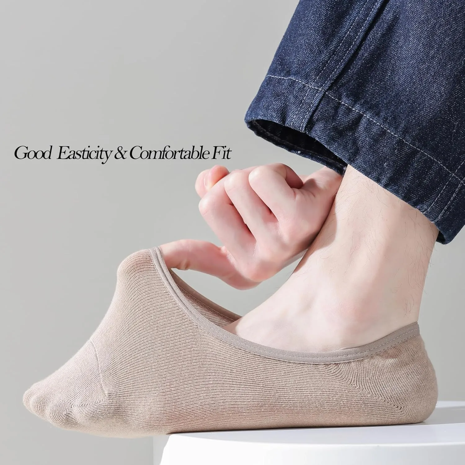 JORMATT Mens Truly No Show Socks With Non Slip Grips,Women Cotton Low Cut Socks for Loafer Sneakers Boat Shoes