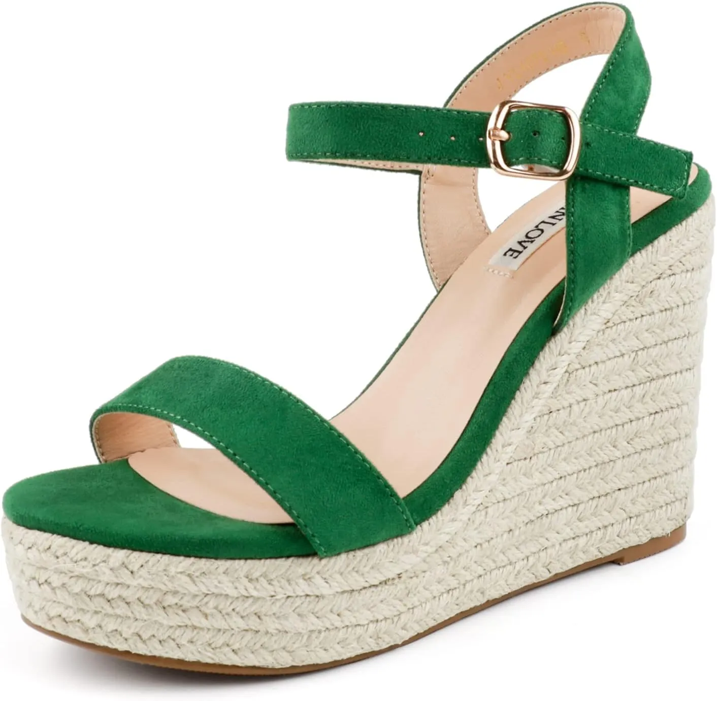 JOY IN LOVE Womens Espadrilles Wedge Sandals Platform Heels Ankle Strap Open Toe Buckle Sandals