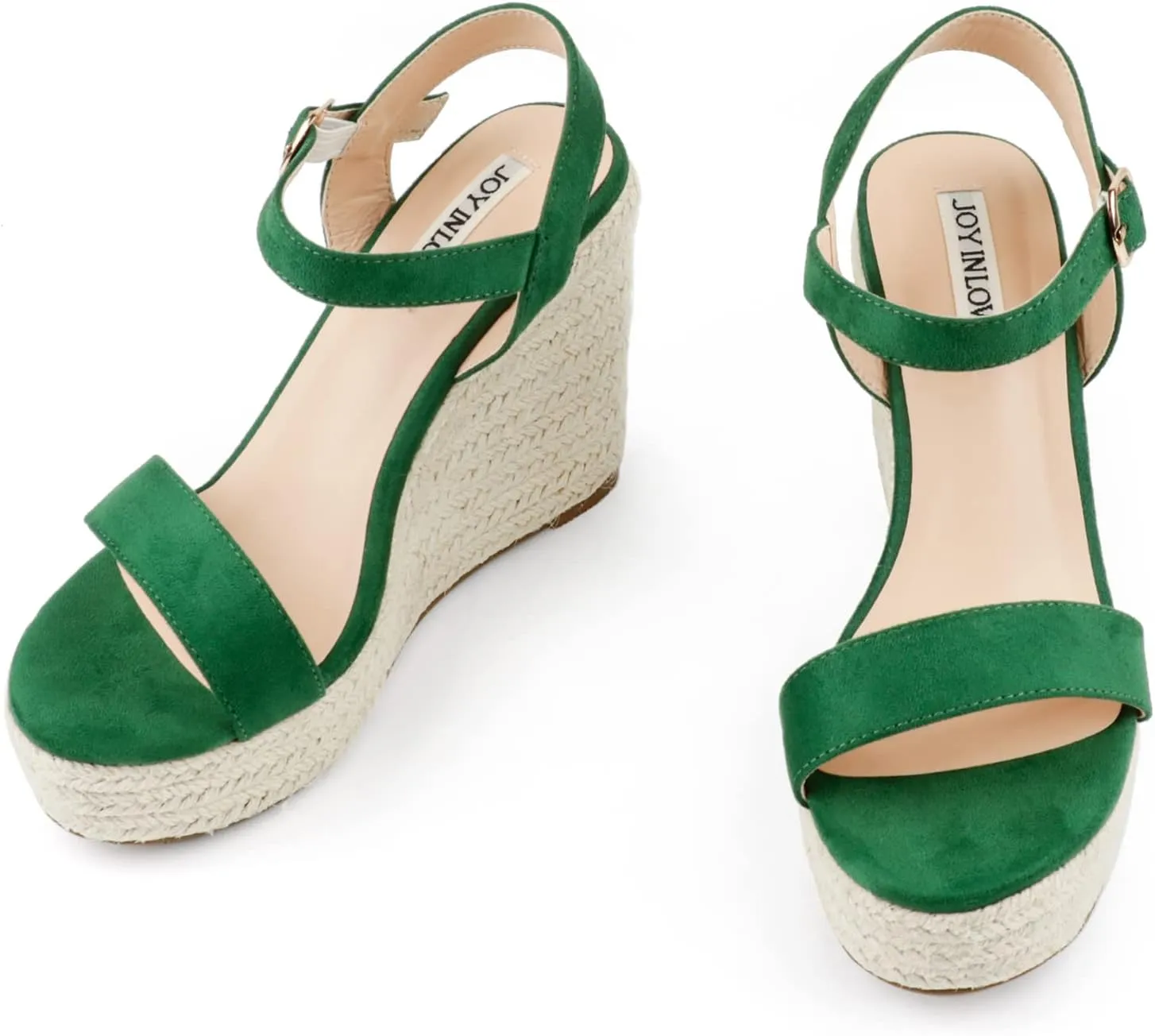 JOY IN LOVE Womens Espadrilles Wedge Sandals Platform Heels Ankle Strap Open Toe Buckle Sandals