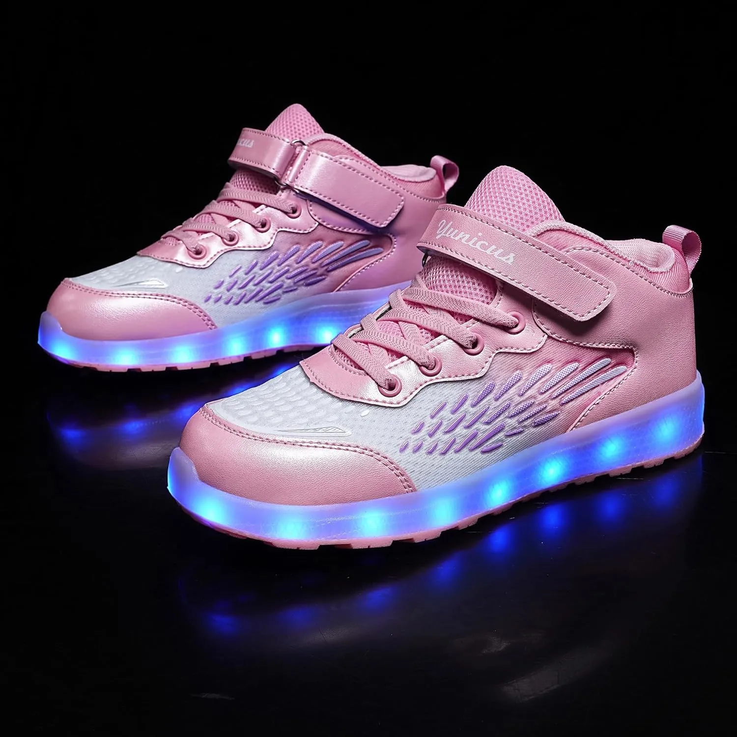 Kids Light up Shoes LED USB Charging Flashing High-top Wings Sneakers Boys Girls Trainers for Festivals Halloween Christmas New Year Party Great Gift