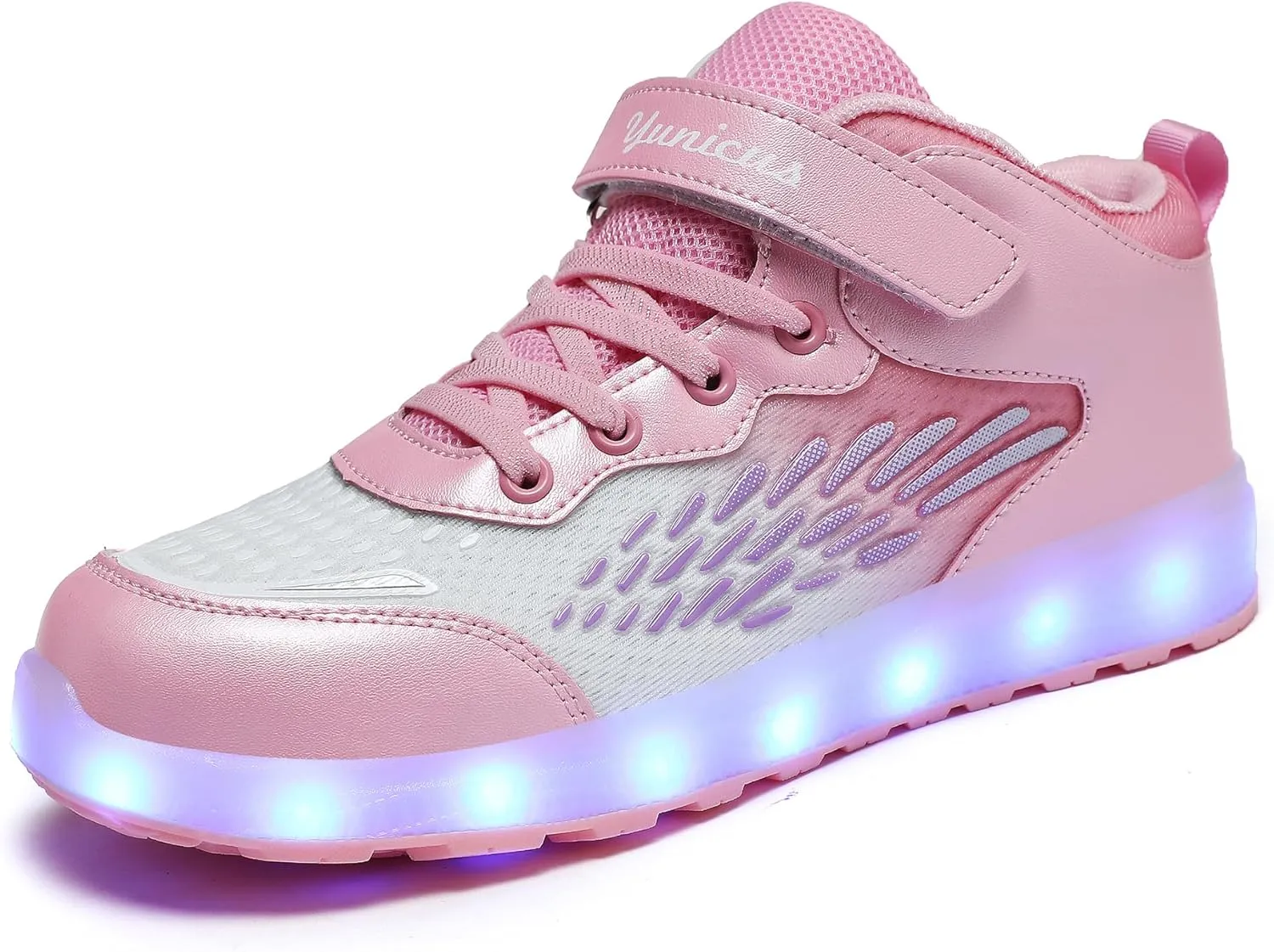 Kids Light up Shoes LED USB Charging Flashing High-top Wings Sneakers Boys Girls Trainers for Festivals Halloween Christmas New Year Party Great Gift