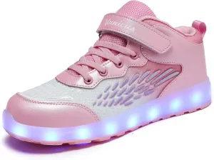 Kids Light up Shoes LED USB Charging Flashing High-top Wings Sneakers Boys Girls Trainers for Festivals Halloween Christmas New Year Party Great Gift
