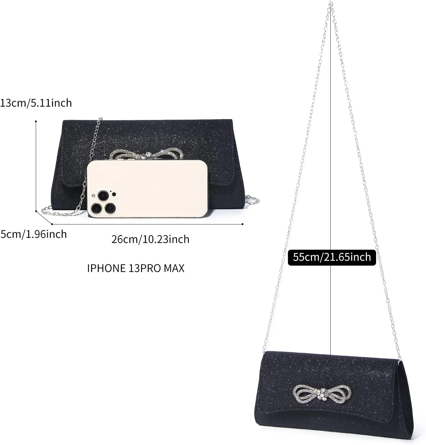 Labair Womens Evening Bag Sparkly Bow Clutch Purse Wedding Prom Formal Purses Party Cocktail Handbags.