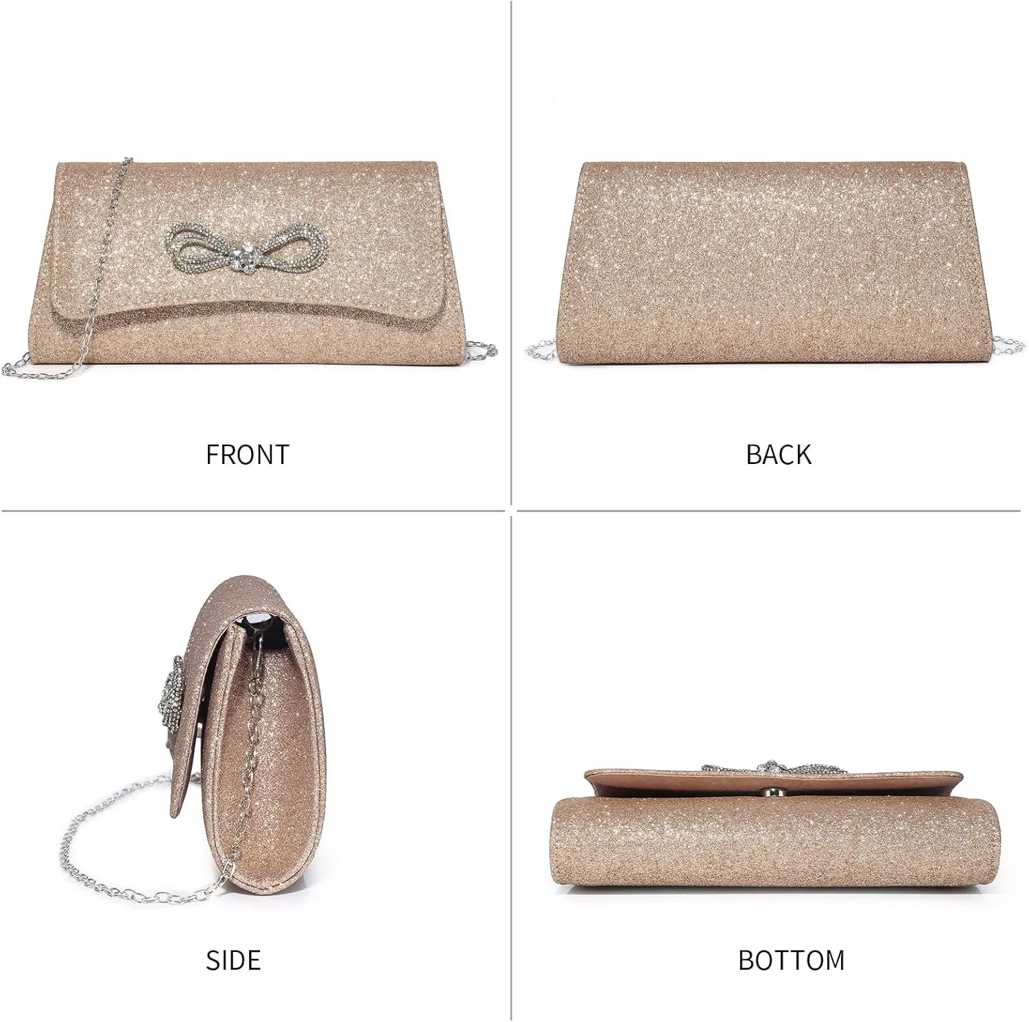 Labair Womens Evening Bag Sparkly Bow Clutch Purse Wedding Prom Formal Purses Party Cocktail Handbags.