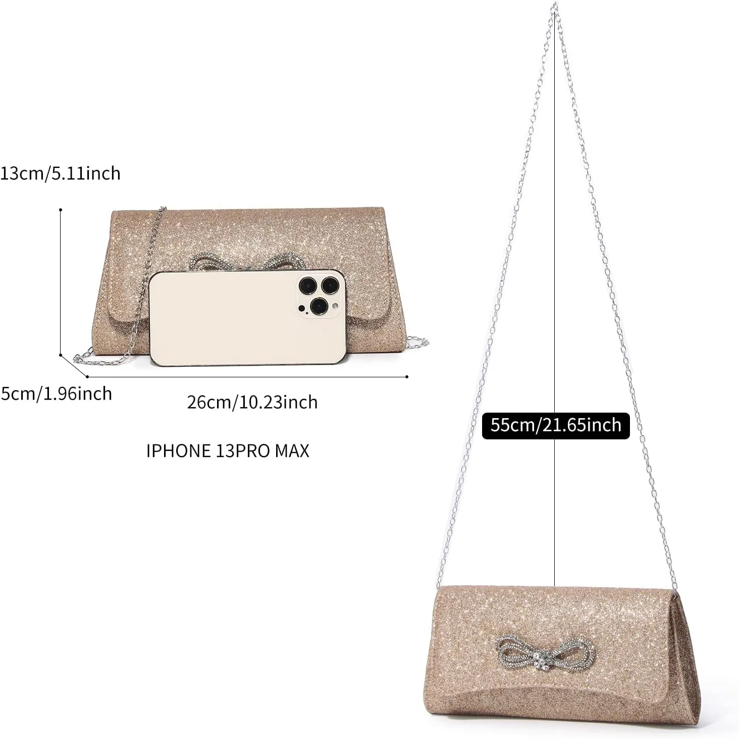 Labair Womens Evening Bag Sparkly Bow Clutch Purse Wedding Prom Formal Purses Party Cocktail Handbags.