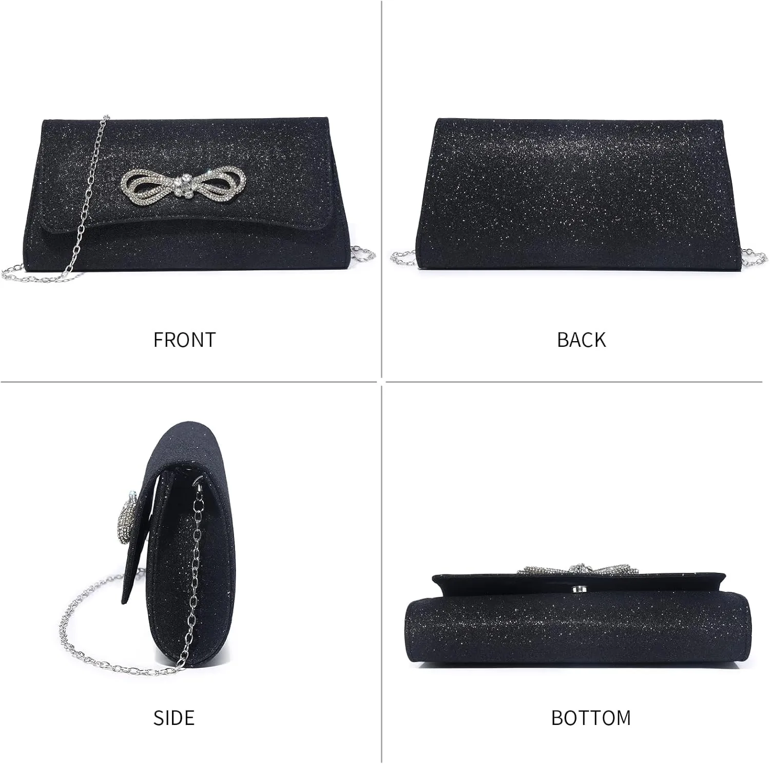 Labair Womens Evening Bag Sparkly Bow Clutch Purse Wedding Prom Formal Purses Party Cocktail Handbags.
