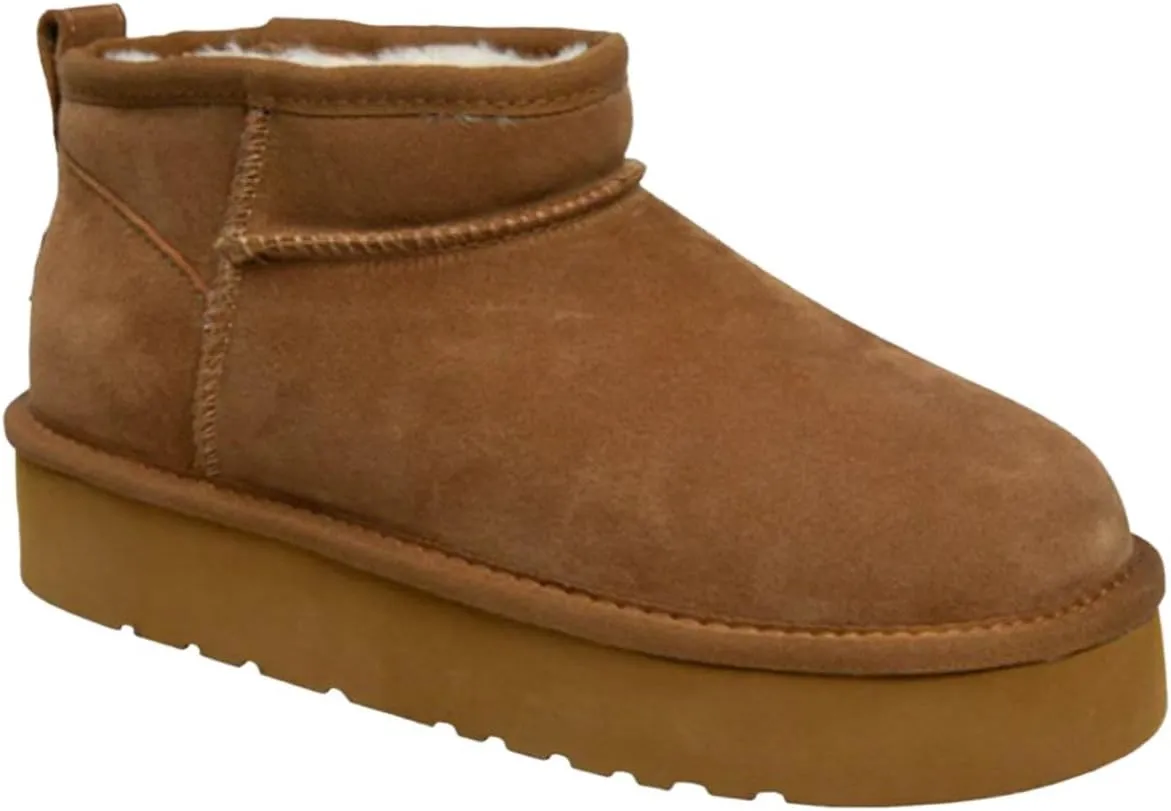 Lamo Women's Ellie Platform Boots for Women | Comfortable Cirrus Footbed System™ Platform Shoes for Women | Ankle Boot Faux Fur Lining, NeverWet® Water and Stain Resistant Boot