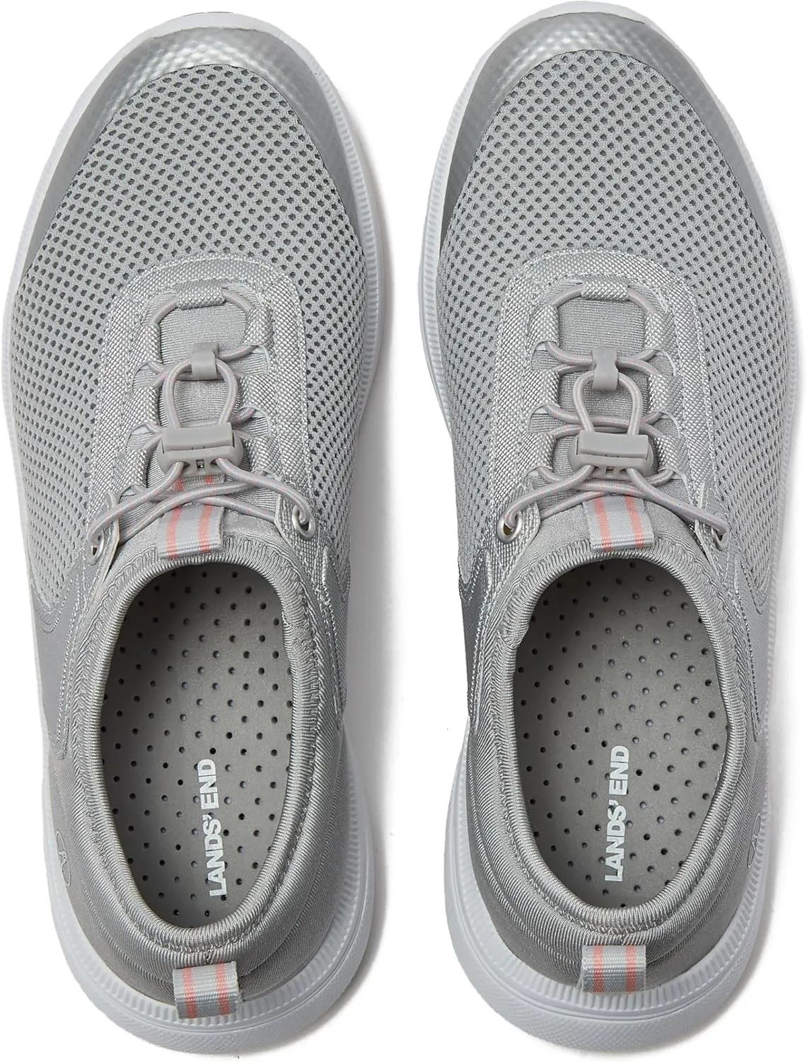 Lands' End Slip On Water Sneakers for Women with Quick Dry Mesh, Lightweight Sport Womens Water Shoes with Drainage Holes for Beach or Pool, Black or Silver, Adult Size 6-11 Water Shoes for Women