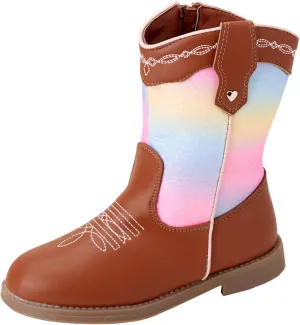 Laura Ashley Girls' Cowgirl Boots - Western Glitter Cowboy Boots (Toddler/Little Girl)