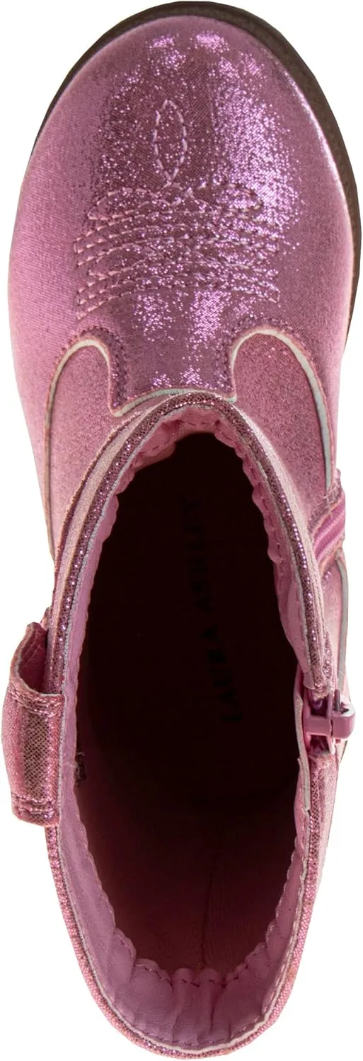 Laura Ashley Girls' Cowgirl Boots - Western Glitter Cowboy Boots (Toddler/Little Girl)