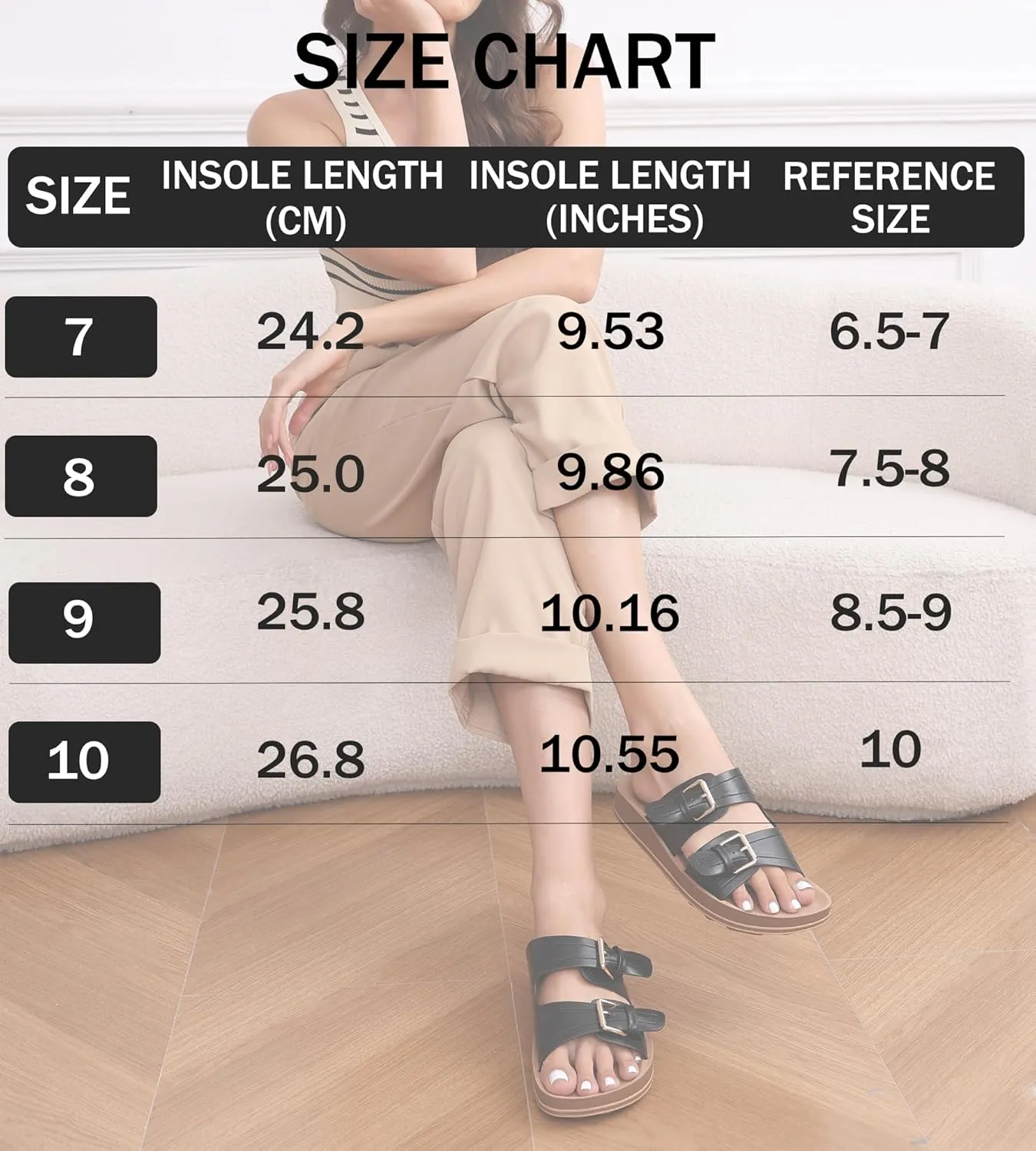 Leather Flat Sandals Beach Essentials Womens Sandals with Adjustable Buckle Memory Foam Vacation Slides for Women Footwear