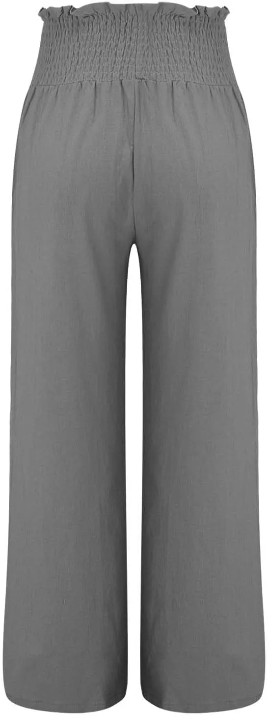 Linen Cargo Pants Women Summer Linen Pants Pants Wide Leg Long Pant Trousers with Pocket Womens Linen Pants Straight Leg