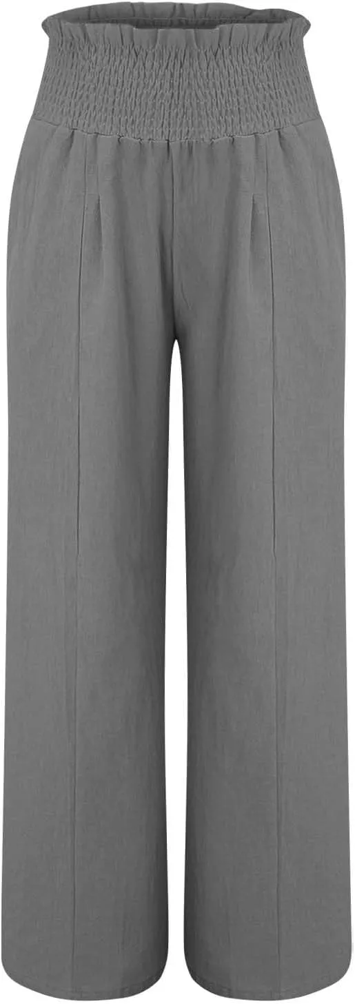 Linen Cargo Pants Women Summer Linen Pants Pants Wide Leg Long Pant Trousers with Pocket Womens Linen Pants Straight Leg