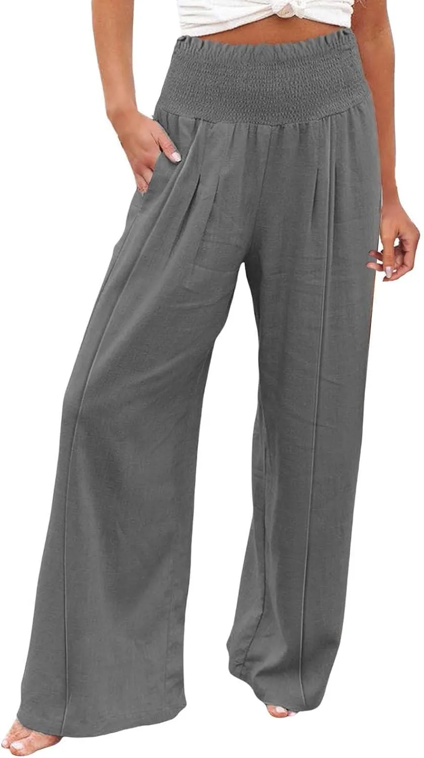 Linen Cargo Pants Women Summer Linen Pants Pants Wide Leg Long Pant Trousers with Pocket Womens Linen Pants Straight Leg