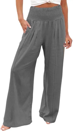 Linen Cargo Pants Women Summer Linen Pants Pants Wide Leg Long Pant Trousers with Pocket Womens Linen Pants Straight Leg