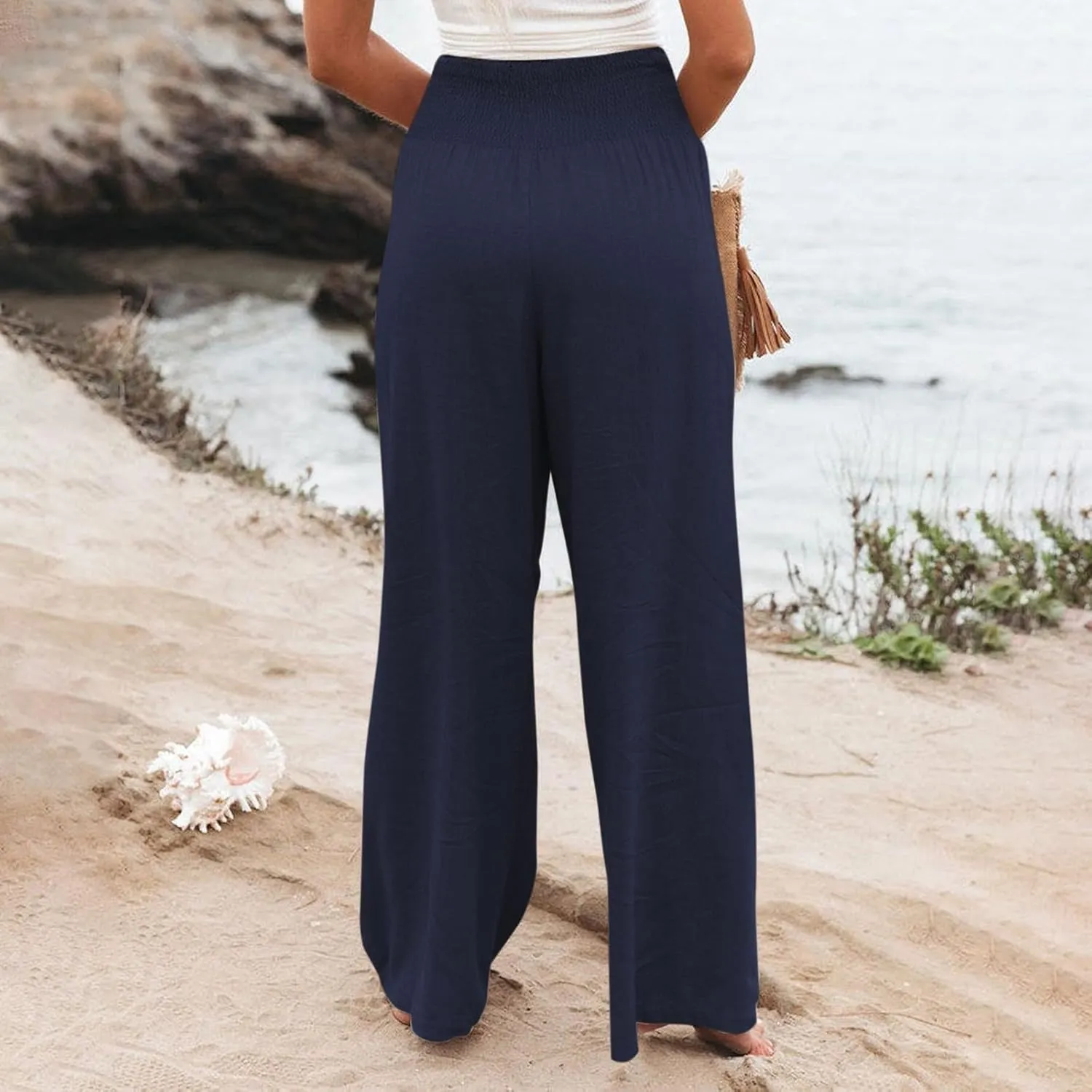 Linen Cargo Pants Women Summer Linen Pants Pants Wide Leg Long Pant Trousers with Pocket Womens Linen Pants Straight Leg