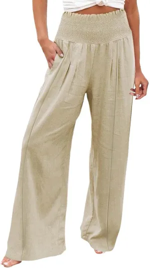 Linen Cargo Pants Women Summer Linen Pants Pants Wide Leg Long Pant Trousers with Pocket Womens Linen Pants Straight Leg