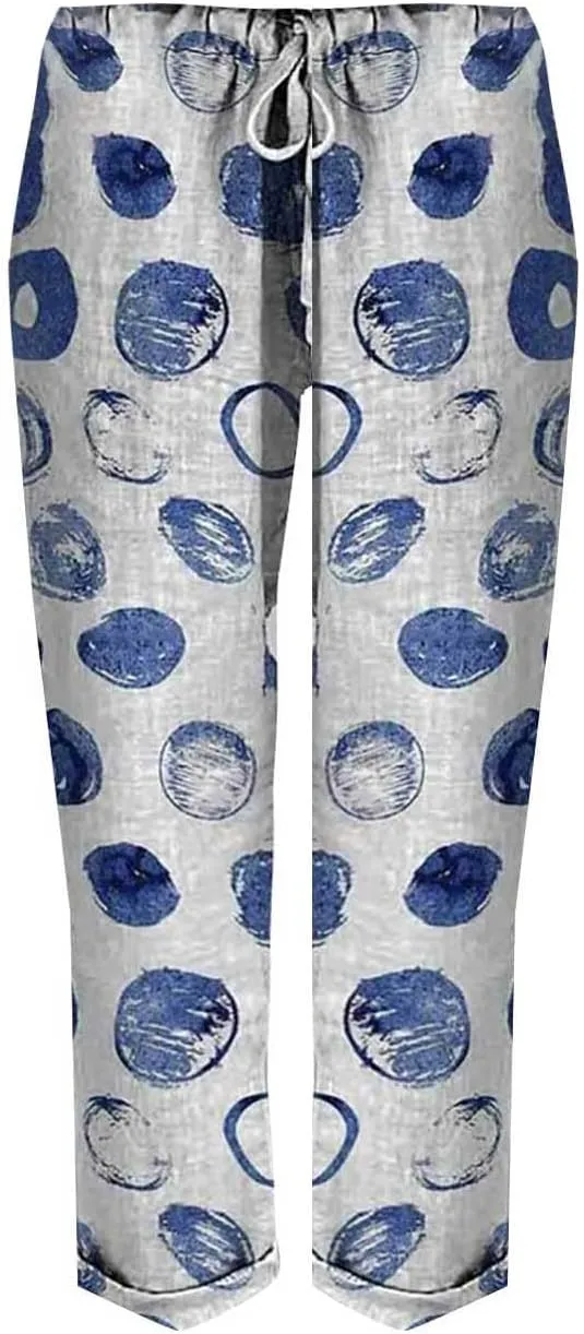 Linen Clothes for Women Beachwear for Women Autumn Linen Print Casual Pants Features: High Linen Pants for Women