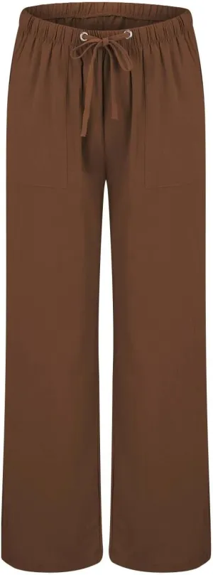 Linen Summer Pants Women Casual Elastic High Waisted Wide Leg Loose Comfy Trousers with Pockets Linen Clothing