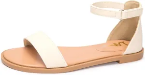 LM Women's Flat Sandals Open Toe One Band Ankle Strap Sandals Casual Summer Flat Sandals