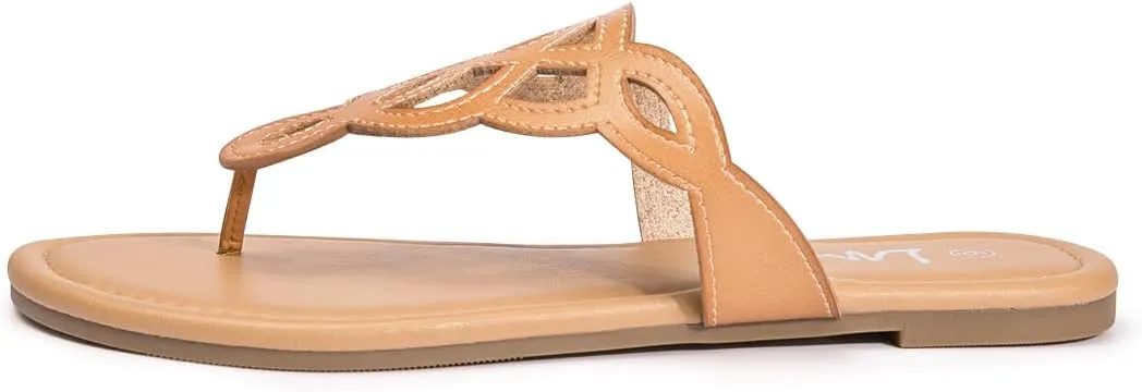 LM Women's Thong Sandals T-Strap Sandals Slip On Flat Sandals Flip Flop Casual Summer Slide Sandals
