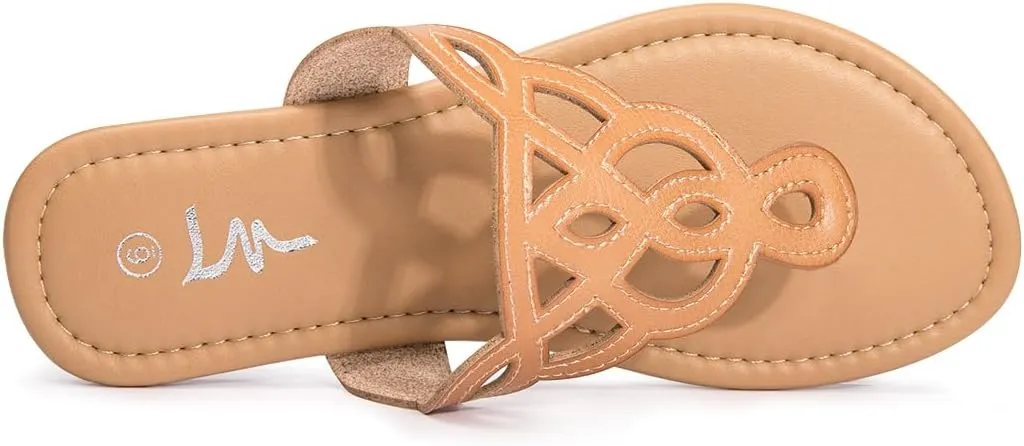 LM Women's Thong Sandals T-Strap Sandals Slip On Flat Sandals Flip Flop Casual Summer Slide Sandals